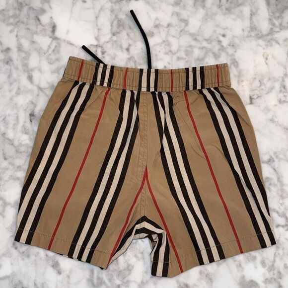 Burberry Tan and Red Striped Shorts 18M - Picture 4 of 6